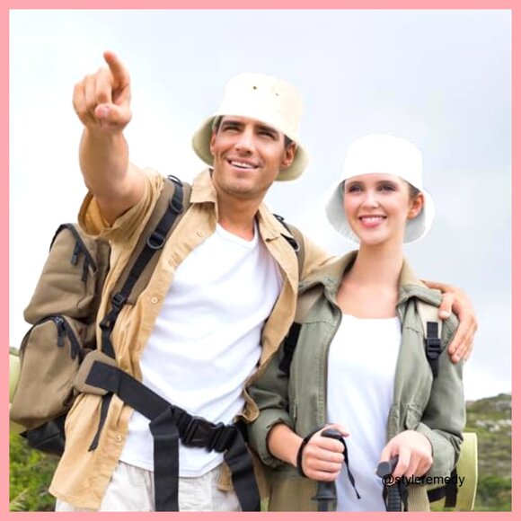 Cotton Bucket Hat Packable Travel Sun Hat for Beach Fishing